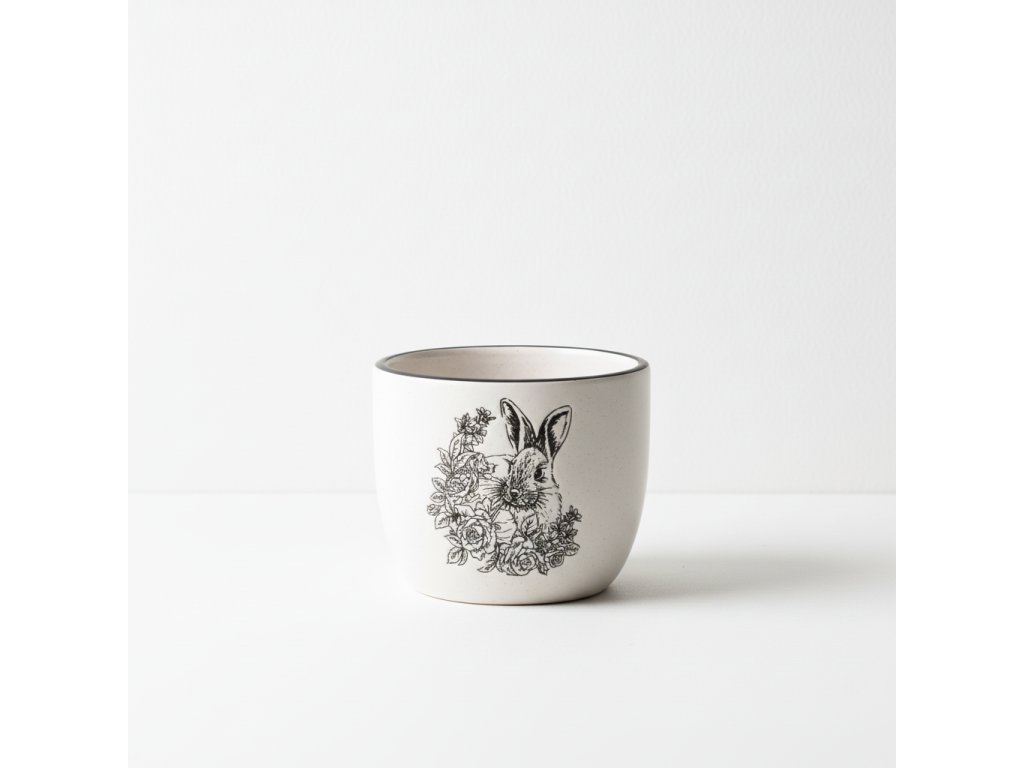 Keramický květináč se zajícem – 10 cm